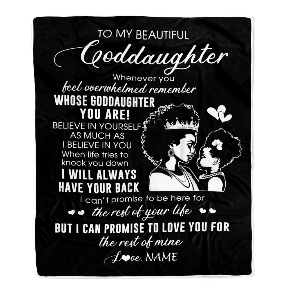 Personalized To My Goddaughter Blanket From Godmother African Woman Whenever You Feel Overwhelmed Niece Birthday Christmas Customized Fleece Throw Blanket | teecentury