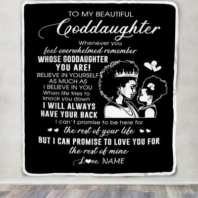 Personalized To My Goddaughter Blanket From Godmother African Woman Whenever You Feel Overwhelmed Niece Birthday Christmas Customized Fleece Throw Blanket | teecentury