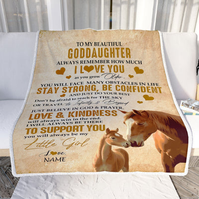 Personalized To My Goddaughter Blanket From Godmother Aunt Always Remember I Love You Horse Goddaughter Birthday Graduation Christmas Customized Fleece Blanket | teecentury