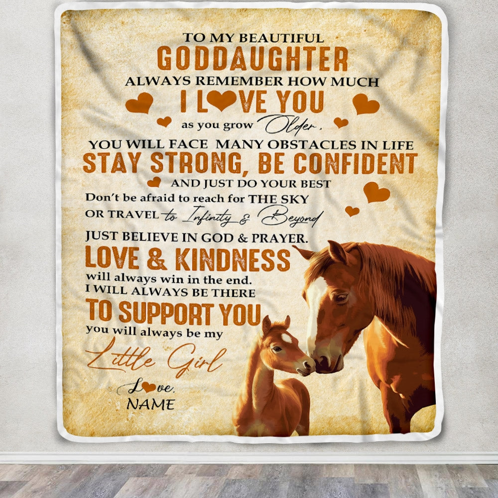 Personalized To My Goddaughter Blanket From Godmother Aunt Always Remember I Love You Horse Goddaughter Birthday Graduation Christmas Customized Fleece Blanket | teecentury