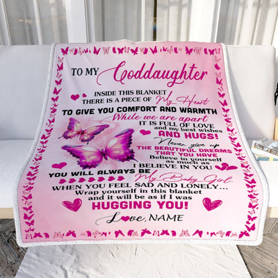 Personalized To My Goddaughter Blanket From Godmother Aunt Butterfly Inside This Blanket Goddaughter Birthday Thanksgiving Christmas Customized Fleece Blanket | teecentury