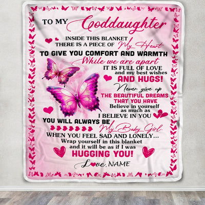 Personalized To My Goddaughter Blanket From Godmother Aunt Butterfly Inside This Blanket Goddaughter Birthday Thanksgiving Christmas Customized Fleece Blanket | teecentury