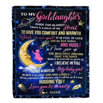 Personalized To My Goddaughter Blanket From Godmother Aunt Inside This Blanket Sleeping Moon Goddaughter Birthday Christmas Customized Bed Fleece Blanket | teecentury