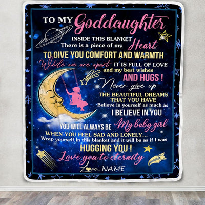 Personalized To My Goddaughter Blanket From Godmother Aunt Inside This Blanket Sleeping Moon Goddaughter Birthday Christmas Customized Bed Fleece Blanket | teecentury