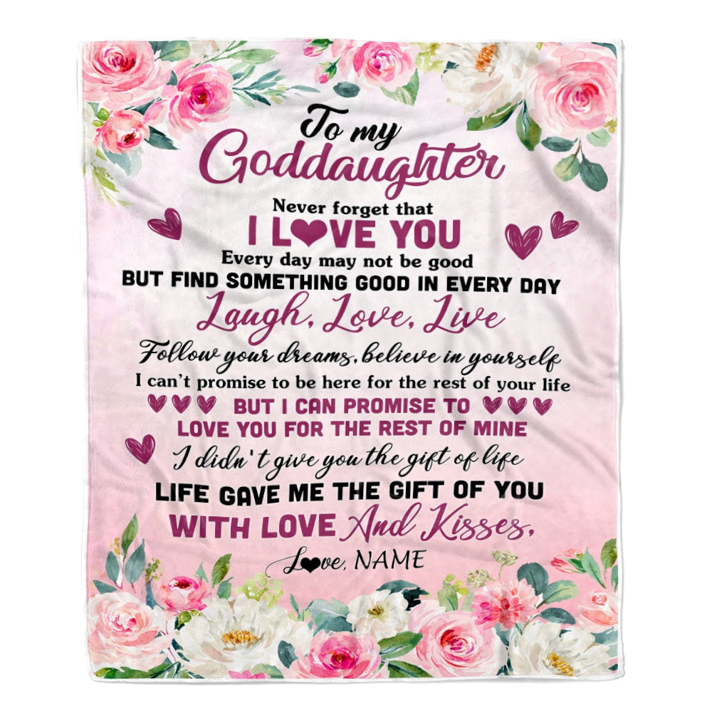 Personalized To My Goddaughter Blanket From Godmother Aunt Never Forget I Love You Flower Godchild Birthday Graduation Christmas Customized Bed Fleece Blanket | teecentury