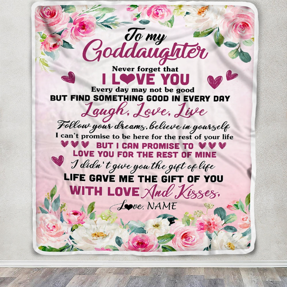 Personalized To My Goddaughter Blanket From Godmother Aunt Never Forget I Love You Flower Godchild Birthday Graduation Christmas Customized Bed Fleece Blanket | teecentury