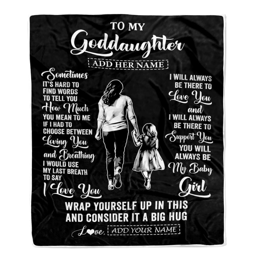Personalized To My Goddaughter Blanket From Godmother Aunt Sometimes It's Hard Goddaughter Birthday Gifts Christmas Customized Fleece Throw Blanket | teecentury