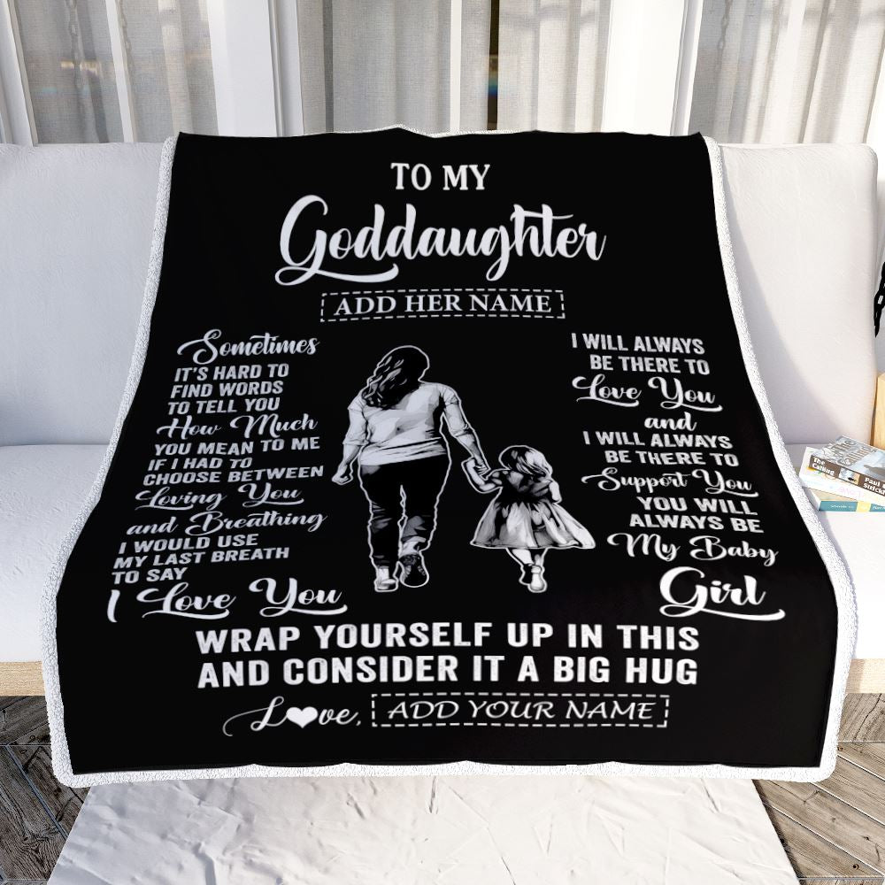 Personalized To My Goddaughter Blanket From Godmother Aunt Sometimes It's Hard Goddaughter Birthday Gifts Christmas Customized Fleece Throw Blanket | teecentury