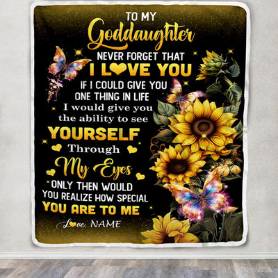 Personalized To My Goddaughter Blanket From Godmother Aunt Sunflower Never Forget That I Love You Godchild Birthday Christmas Customized Gift Fleece Blanket | teecentury