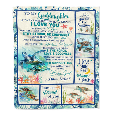 Personalized To My Goddaughter Blanket From Godmother Aunt Turtle Always Remember How Much I Love Goddaughter Birthday Christmas Customized Bed Fleece Blanket | teecentury