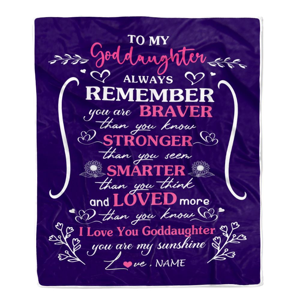 Personalized To My Goddaughter Blanket From Godmother Aunt Unclue Purple I Love You Niece Birthday Gifts Graduation Christmas Customized Fleece Throw Blanket | teecentury