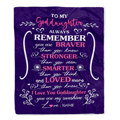 Personalized To My Goddaughter Blanket From Godmother Aunt Unclue Purple I Love You Niece Birthday Gifts Graduation Christmas Customized Fleece Throw Blanket | teecentury