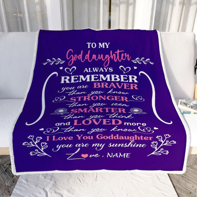 Personalized To My Goddaughter Blanket From Godmother Aunt Unclue Purple I Love You Niece Birthday Gifts Graduation Christmas Customized Fleece Throw Blanket | teecentury