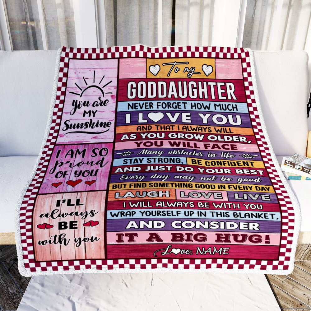Personalized To My Goddaughter Blanket From Godmother Aunt Wood Never Forget How Much I Love You Goddaughter Birthday Christmas Customized Bed Fleece Blanket | teecentury