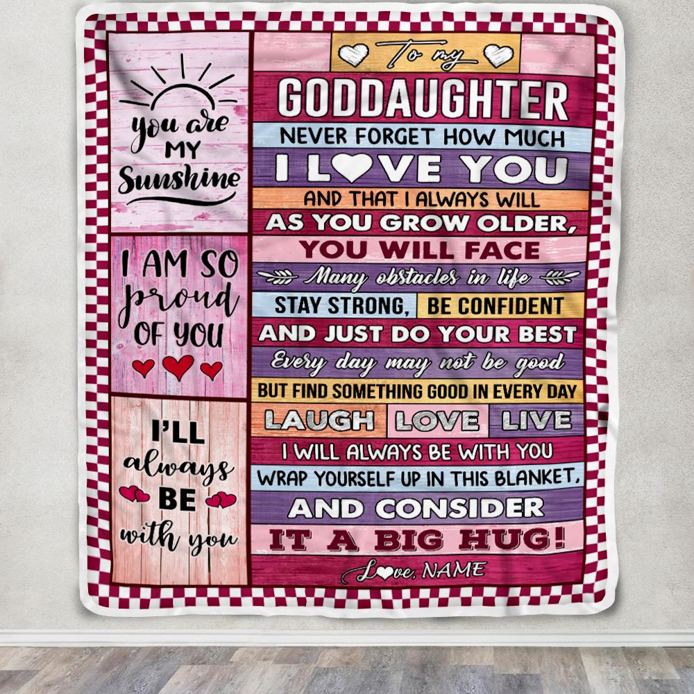 Personalized To My Goddaughter Blanket From Godmother Aunt Wood Never Forget How Much I Love You Goddaughter Birthday Christmas Customized Bed Fleece Blanket | teecentury