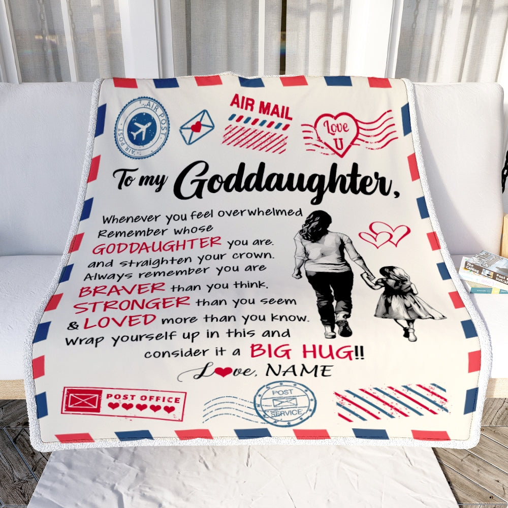 Personalized To My Goddaughter Blanket From Godmother Braver Stronger Loved Airmail Goddaughter Birthday Graduation Christmas Customized Bed Fleece Blanket | teecentury