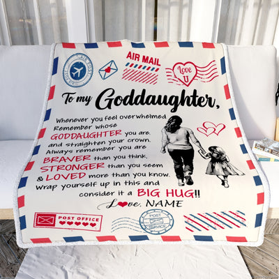 Personalized To My Goddaughter Blanket From Godmother Braver Stronger Loved Airmail Goddaughter Birthday Graduation Christmas Customized Bed Fleece Blanket | teecentury