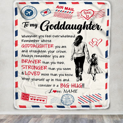 Personalized To My Goddaughter Blanket From Godmother Braver Stronger Loved Airmail Goddaughter Birthday Graduation Christmas Customized Bed Fleece Blanket | teecentury
