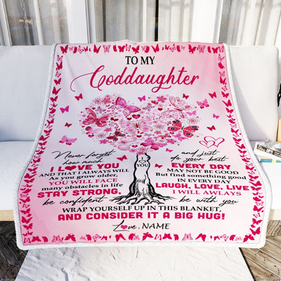 Personalized To My Goddaughter Blanket From Godmother Butterfly Laugh Love Live Goddaughter Birthday Christmas Customized Bed Fleece Blanket | teecentury