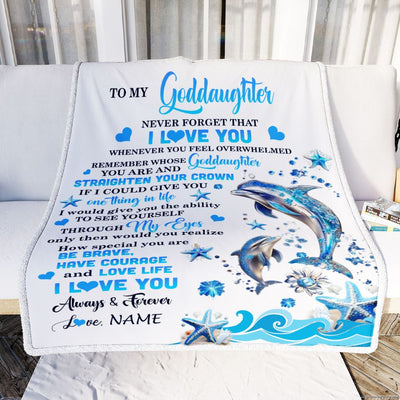 Personalized To My Goddaughter Blanket From Godmother Dophin Never Forget I Love You Goddaughter Birthday Graduation Christmas Customized Gift Fleece Blanket | teecentury