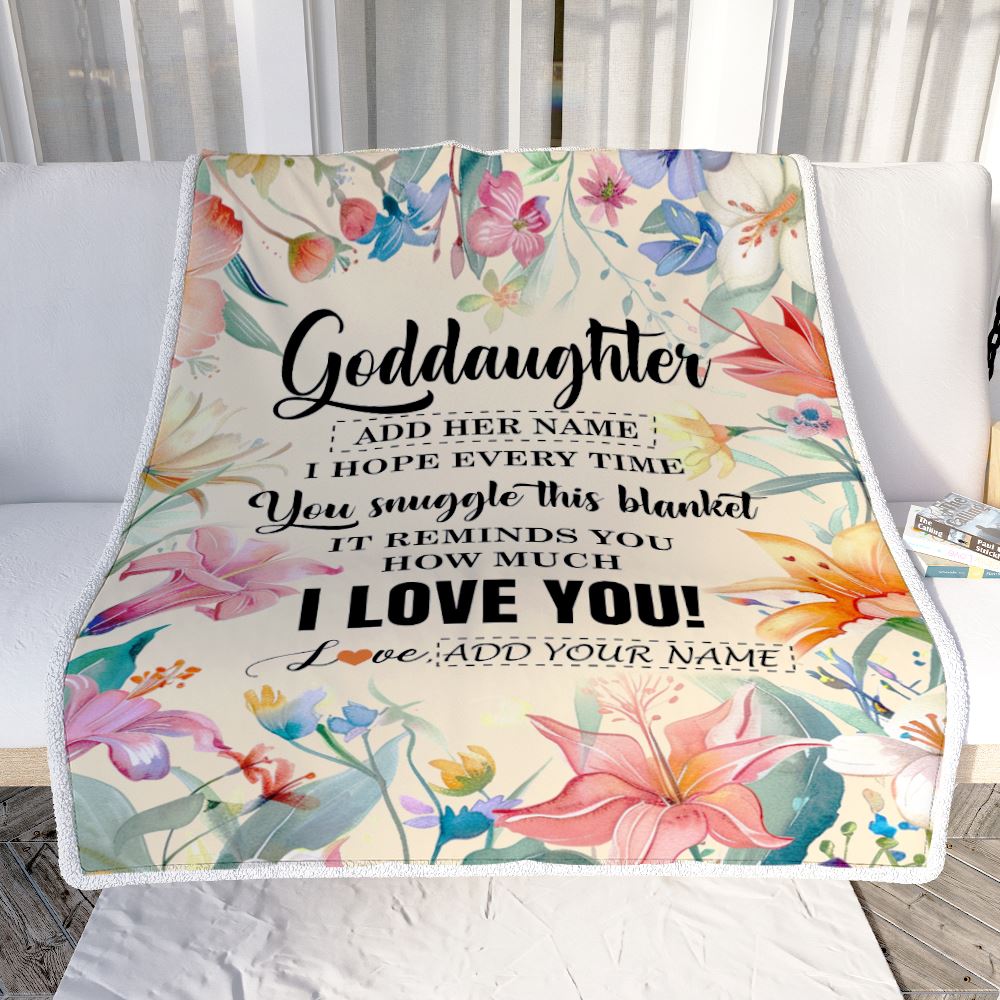 Personalized To My Goddaughter Blanket From Godmother Floral I Love You Great Goddaughter Birthday Gifts Graduation Christmas Customized Fleece Throw Blanket | teecentury