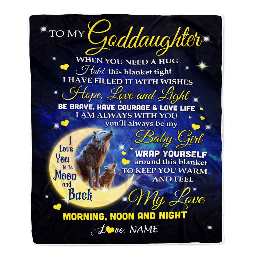 Personalized To My Goddaughter Blanket From Godmother I Am Always With You Wolf Goddaughter Birthday Graduation Christmas Customized Bed Fleece Throw Blanket | teecentury