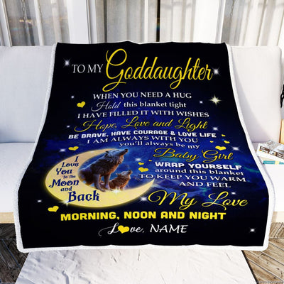 Personalized To My Goddaughter Blanket From Godmother I Am Always With You Wolf Goddaughter Birthday Graduation Christmas Customized Bed Fleece Throw Blanket | teecentury