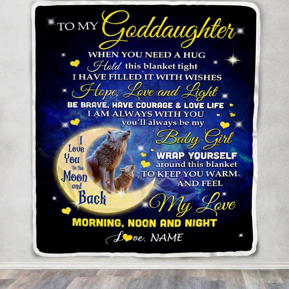Personalized To My Goddaughter Blanket From Godmother I Am Always With You Wolf Goddaughter Birthday Graduation Christmas Customized Bed Fleece Throw Blanket | teecentury