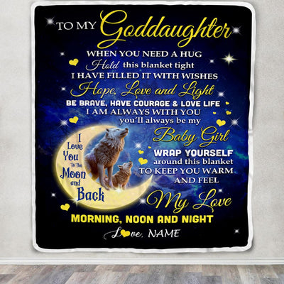 Personalized To My Goddaughter Blanket From Godmother I Am Always With You Wolf Goddaughter Birthday Graduation Christmas Customized Bed Fleece Throw Blanket | teecentury