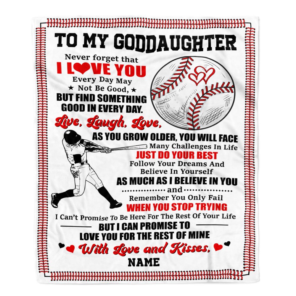 Personalized To My Goddaughter Blanket From Godmother I Believe In You Baseball Goddaughter Birthday Graduation Christmas Customized Bed Fleece Throw Blanket | teecentury