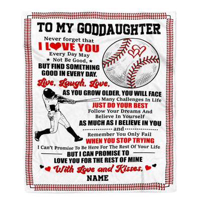 Personalized To My Goddaughter Blanket From Godmother I Believe In You Baseball Goddaughter Birthday Graduation Christmas Customized Bed Fleece Throw Blanket | teecentury