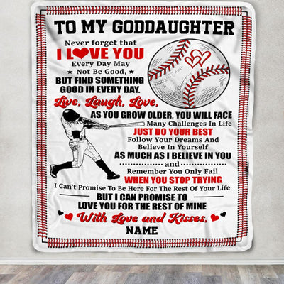 Personalized To My Goddaughter Blanket From Godmother I Believe In You Baseball Goddaughter Birthday Graduation Christmas Customized Bed Fleece Throw Blanket | teecentury
