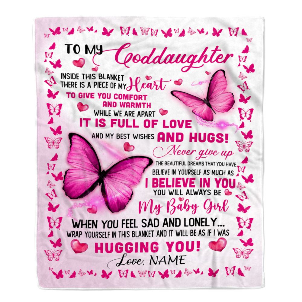 Personalized To My Goddaughter Blanket From Godmother Inside This Blanket There Is A Piece Of My Heart For Goddaughter Birthday Christmas Fleece Blanket | teecentury
