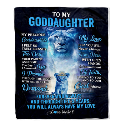 Personalized To My Goddaughter Blanket From Godmother Lion My Precious Goddaughter Birthday Graduation Anniversary Christmas Customized Fleece Throw Blanket Blanket | Teecentury.com