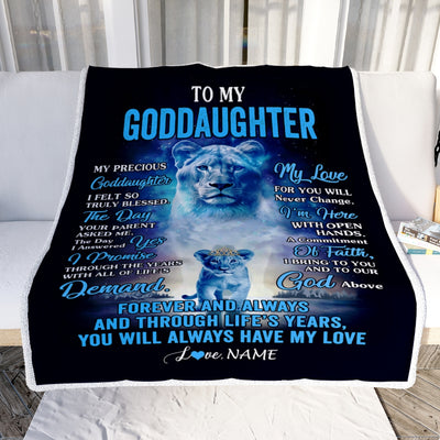 Personalized To My Goddaughter Blanket From Godmother Lion My Precious Goddaughter Birthday Graduation Anniversary Christmas Customized Fleece Throw Blanket Blanket | Teecentury.com