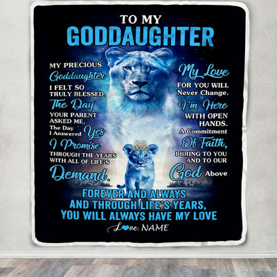 Personalized To My Goddaughter Blanket From Godmother Lion My Precious Goddaughter Birthday Graduation Anniversary Christmas Customized Fleece Throw Blanket Blanket | Teecentury.com