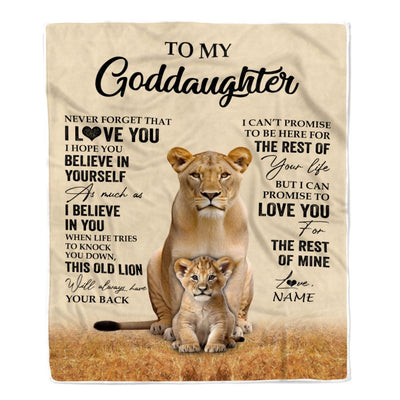 Personalized To My Goddaughter Blanket From Godmother Lion Never Forget That I Love You Goddaughter Birthday Gifts Graduation Christmas Customized Fleece Throw Blanket | teecentury
