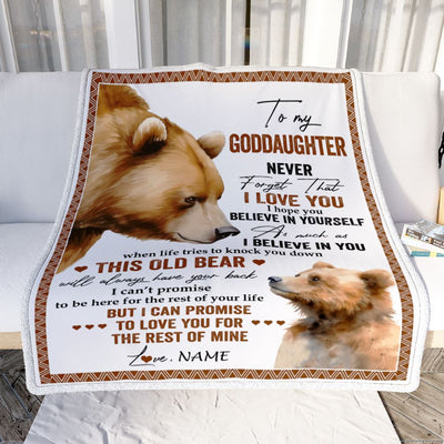 Personalized To My Goddaughter Blanket From Godmother Never Forget That I Love You Bear Goddaughter Birthday Graduation Christmas Customized Fleece Blanket | teecentury