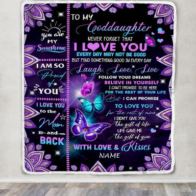 Personalized To My Goddaughter Blanket From Godmother Never Forget That I Love You Butterfly Goddaughter Birthday Christmas Customized Fleece Throw Blanket | teecentury