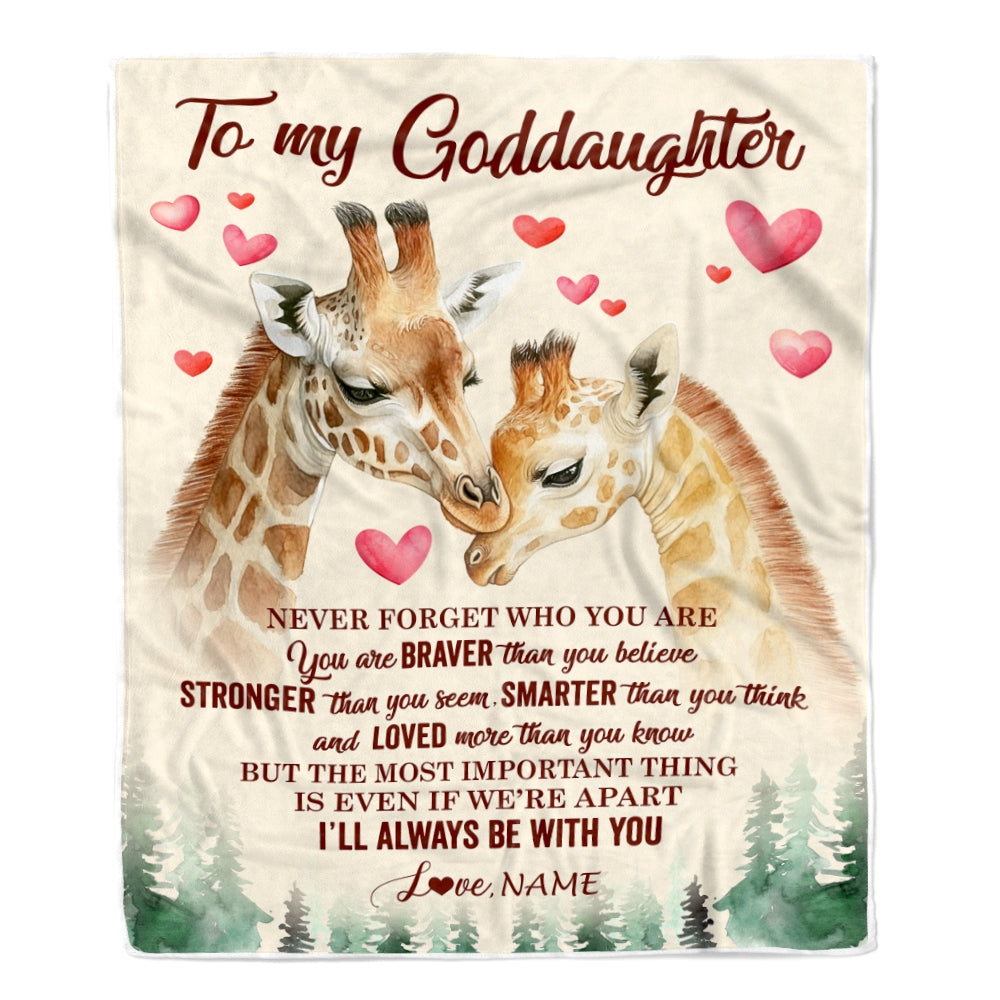Personalized To My Goddaughter Blanket From Godmother Never Forget Who Are You Giraffe Goddaughter Birthday Graduation Christmas Customized Fleece Blanket | teecentury