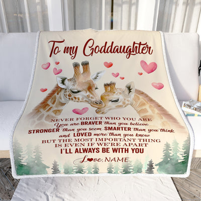 Personalized To My Goddaughter Blanket From Godmother Never Forget Who Are You Giraffe Goddaughter Birthday Graduation Christmas Customized Fleece Blanket | teecentury