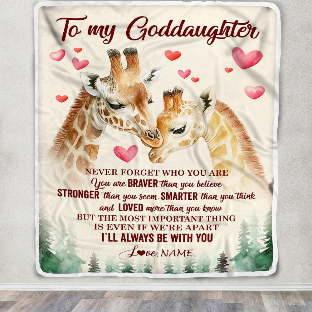Personalized To My Goddaughter Blanket From Godmother Never Forget Who Are You Giraffe Goddaughter Birthday Graduation Christmas Customized Fleece Blanket | teecentury