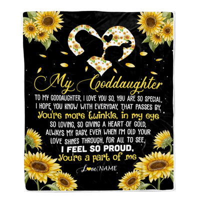 Personalized To My Goddaughter Blanket From Godmother Sunflower I Love You So Special Blanket Birthday Graduation Christmas Customized Fleece Throw Blanket | teecentury
