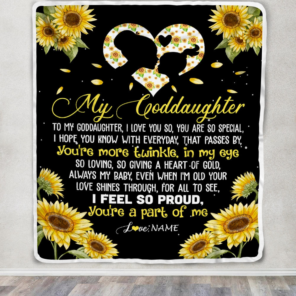 Personalized To My Goddaughter Blanket From Godmother Sunflower I Love You So Special Blanket Birthday Graduation Christmas Customized Fleece Throw Blanket | teecentury