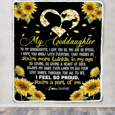 Personalized To My Goddaughter Blanket From Godmother Sunflower I Love You So Special Blanket Birthday Graduation Christmas Customized Fleece Throw Blanket | teecentury