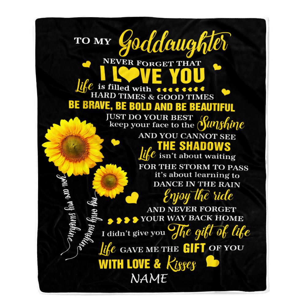 Personalized To My Goddaughter Blanket From Godmother Sunflower Never Forget I Love You Birthday Celebrating Graduation Gift Christmas Fleece Blanket | teecentury