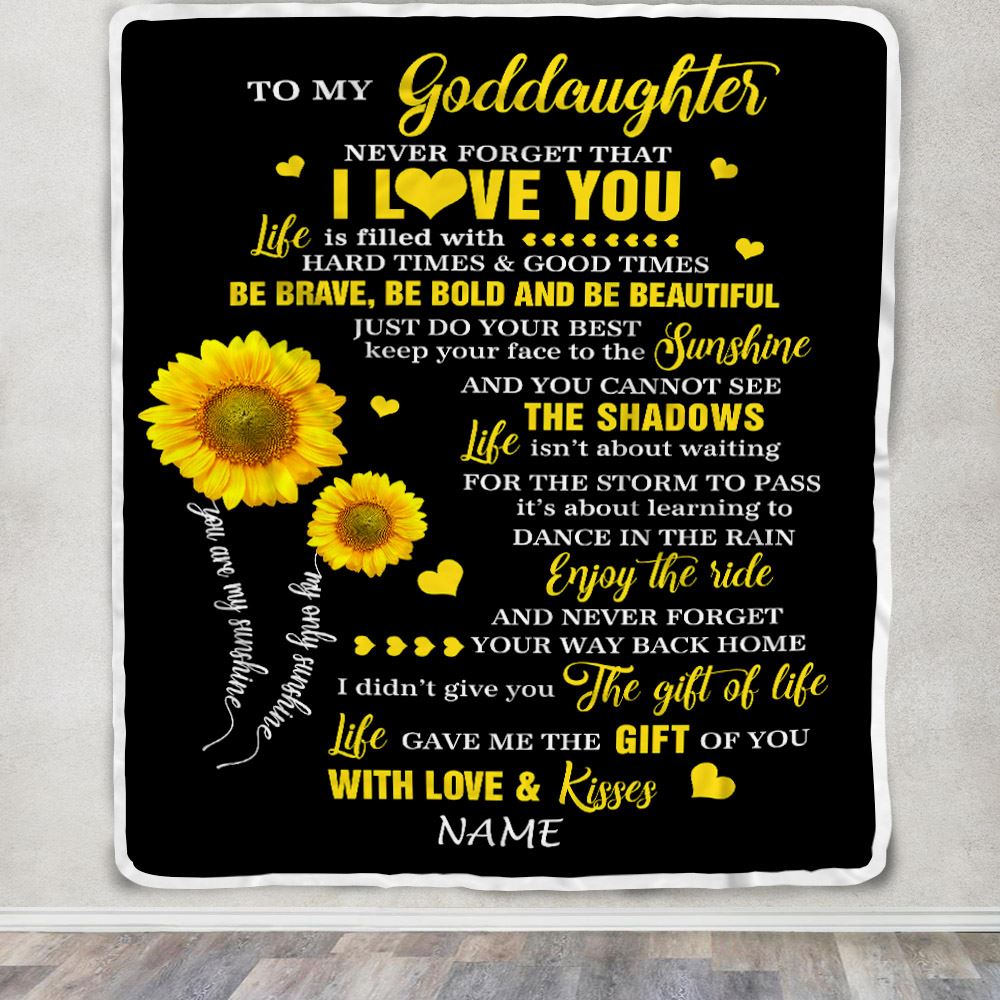 Personalized To My Goddaughter Blanket From Godmother Sunflower Never Forget I Love You Birthday Celebrating Graduation Gift Christmas Fleece Blanket | teecentury