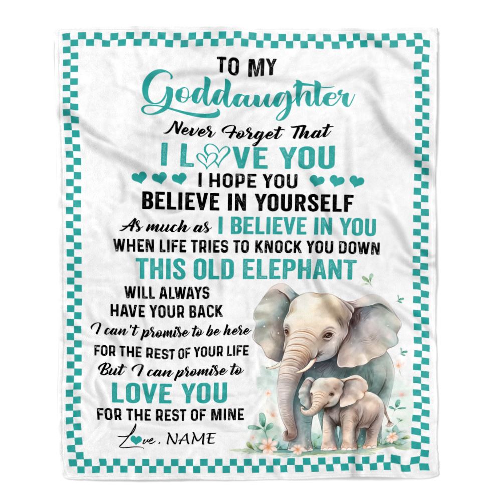 Personalized To My Goddaughter Blanket From Godmother This Old Elephant Love You Niece Birthday Gifts Graduation Christmas Customized Fleece Throw Blanket | teecentury