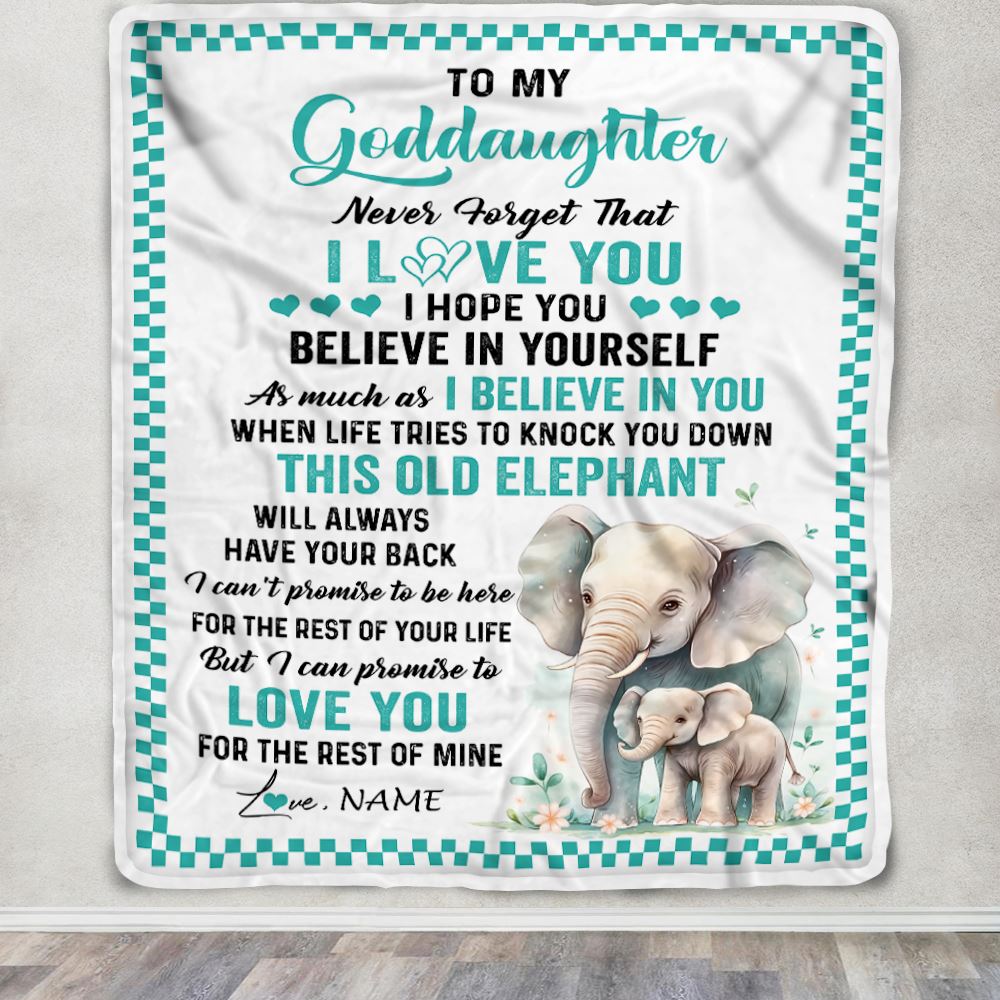 Personalized To My Goddaughter Blanket From Godmother This Old Elephant Love You Niece Birthday Gifts Graduation Christmas Customized Fleece Throw Blanket | teecentury