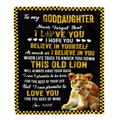 Personalized To My Goddaughter Blanket From Godmother This Old Lion Love You Goddaughter Birthday Graduation Christmas Customized Bed Fleece Blanket | teecentury